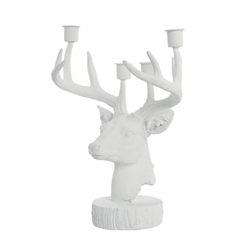 Serafina hjorthuvud adventsljusstake 31 cm. vit