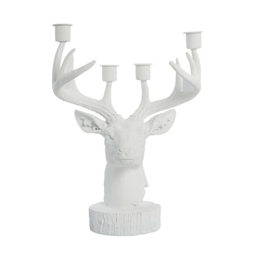 Serafina hjorthuvud adventsljusstake 31 cm. vit