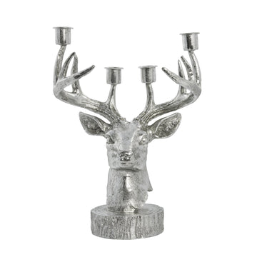 Serafina hjorthuvud adventsljusstake 31 cm. antikt silver