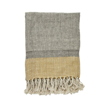 Ana pläd L170XB130 cm. grå 100% lin