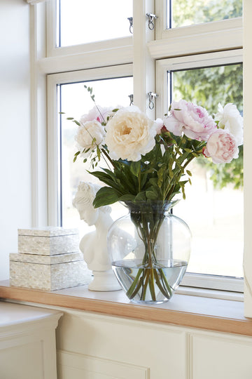 Milia vas H30 cm. lysegrå glas