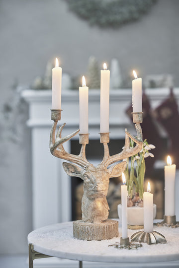 Serafina hjorthuvud adventsljusstake 31 cm. ljust guld