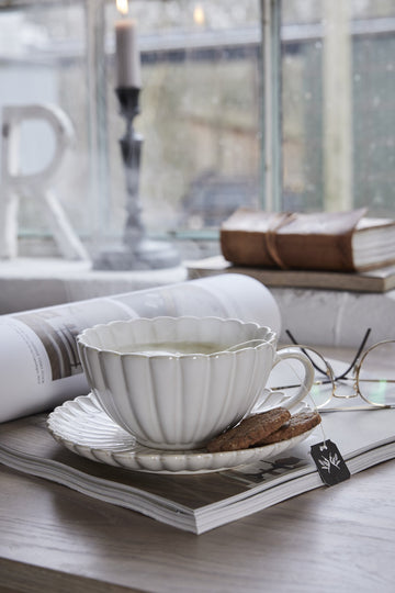 Camille kopp/underlägg H7 Ø cm. benvit