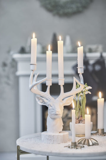Serafina hjorthuvud adventsljusstake 31 cm. vit