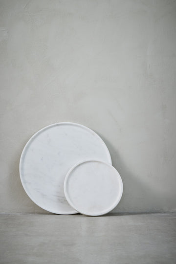 Ellia bricka Ø40 cm. vit marmor