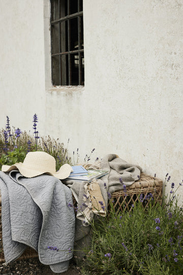 Ana pläd L170XB130 cm. grå 100% lin