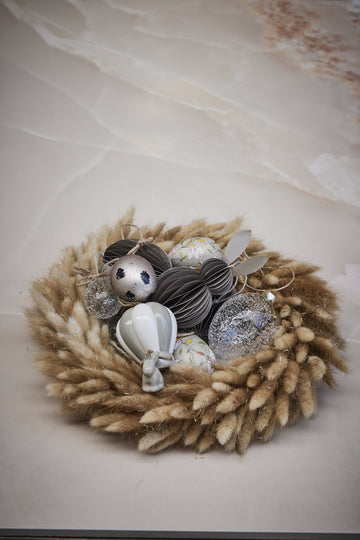 Dehlia påskdekoration H6,4 cm. dammigt grönt keramik