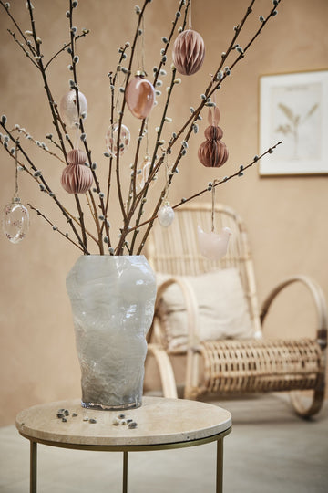 Feven påskdekoration H7 cm. ljusrosa glas