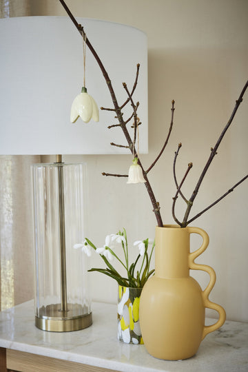 Dehlia påskdekoration H6,4 cm. gul keramik