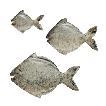 Nerina väggdekoration fisk 3 st. Linne