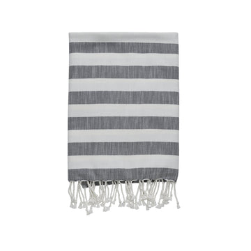 Felima handduk randig / 180x90 cm Vit/D. Grå