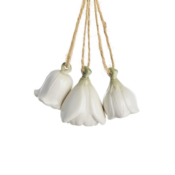 Dehlia set med 3 blomdekorationer Off White