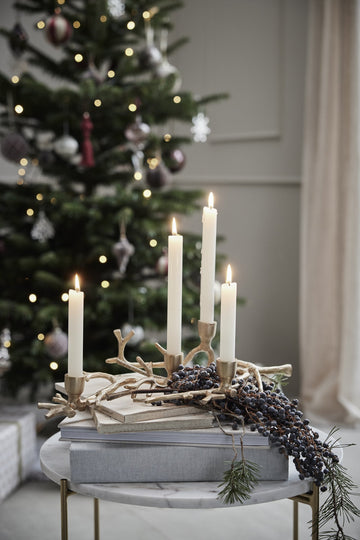 Marline adventsljusstake H12 cm. ljust guld