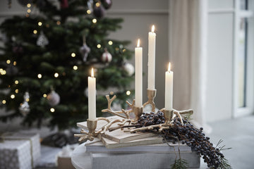 Marline adventsljusstake H12 cm. ljust guld