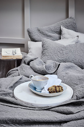 Ellia bricka Ø40 cm. vit marmor