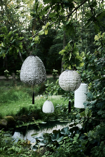 Lunaria solcellslykta D18 x H33 Vit