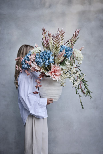 Happia blomsterdekoration H23 cm. Gul