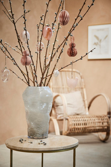 Feven påskdekoration H7 cm. rosa glas