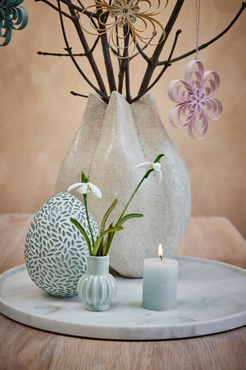 Dehmira vas H7,2 cm. dammigt grönt keramik