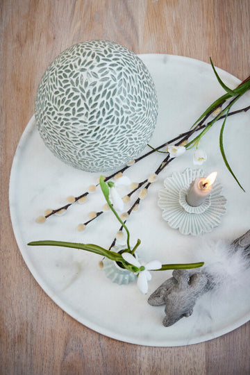 Dehmira vas H7,2 cm. dammigt grönt keramik